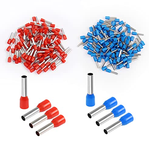 YAODHAOD 200Pcs Aderendhülsen, 0.5mm² - 10mm² Blue +Red Single Entry Bootlace Ferrule Connector, Isolierte Kabel Pin End Terminal (E4012 | 4.0mm²) von YAODHAOD