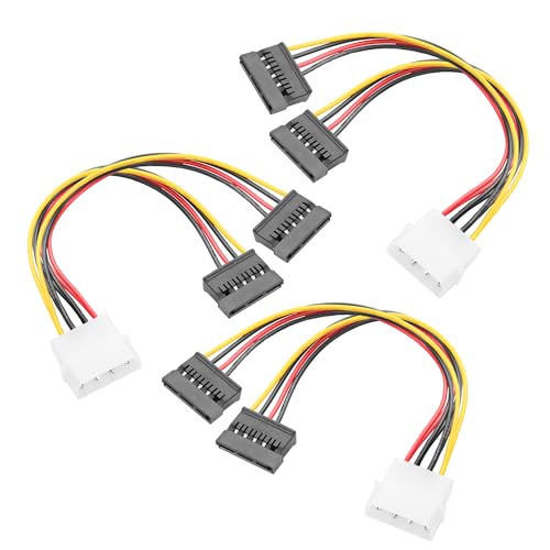 YAODHAOD 3 PCS 4 Pin Molex (LP4) auf 2X / 3X 15 Pin SATA Stromkabel Splitter Kabel Adapter - 15cm (4-pin Molex zu 2 sata 15-pin, 3 PCS) von YAODHAOD