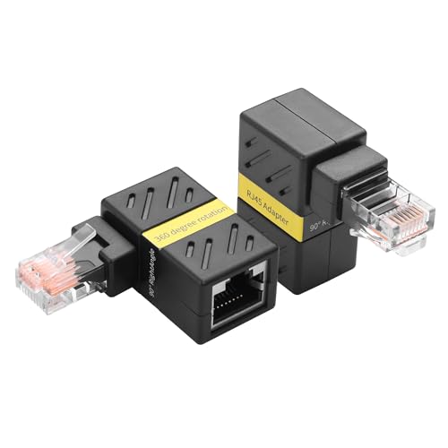 YAODHAOD 360 Grad Ethernet Adapter Gigabit-90-Grad-Winkel,drehbarer Adapter RJ45 8P8C 1000Mbps CAT5-CAT6-Verlängerungsadapter für LAN Ethernet Netzwerk von YAODHAOD