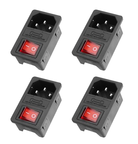 YAODHAOD 4Pcs 10A 250V Wippschalter und IEC C14 Power Socket Inlet Modul Stecker 10A Sicherung mit Indikator Licht für 12V 230V Haushaltsgeräte oder DIY Gerät YAODHAOD 4Pcs 10A 250V Wippschalter und IEC C14 Power Socket Inlet Modul Stecker 10A Sicherung mit Indikator Licht für 12V 230V Haushaltsgeräte oder DIY Gerät von YAODHAOD