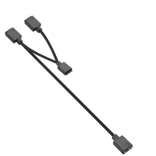 YAODHAOD 5 V 3-polig ARGB Splitter-Kabel & Verlängerungskabel，1-zu-3/4/6 Splitter， für CPU-Kühler 5 V Lüfter LED Lichtstreifen (1 zu 3, ARGB schwarz) von YAODHAOD