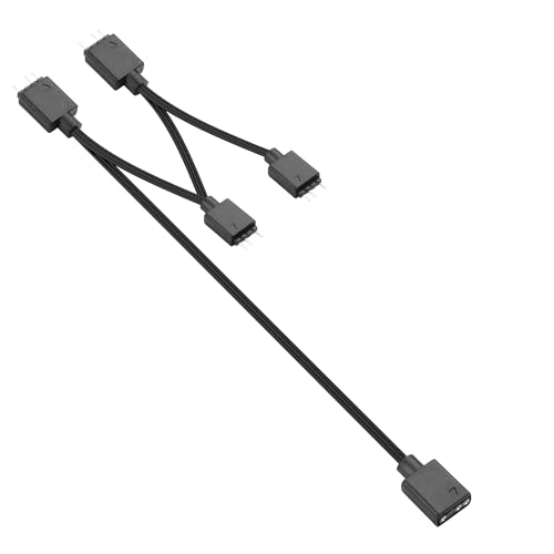 YAODHAOD 5 V 3-polig ARGB Splitter-Kabel & Verlängerungskabel，1-zu-3/4/6 Splitter， für CPU-Kühler 5 V Lüfter LED Lichtstreifen (1 zu 4, ARGB schwarz) von YAODHAOD