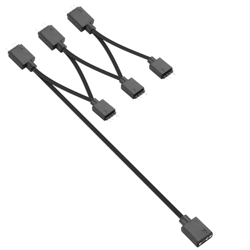 YAODHAOD 5 V 3-polig ARGB Splitter-Kabel & Verlängerungskabel，1-zu-3/4/6 Splitter， für CPU-Kühler 5 V Lüfter LED Lichtstreifen (1 zu 6, ARGB schwarz) von YAODHAOD