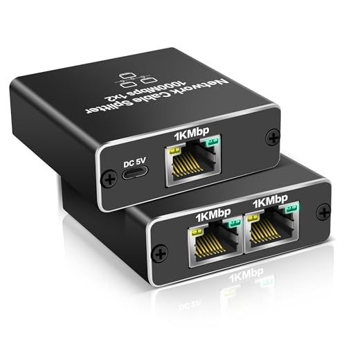 YAODHAOD Ethernet Splitter 1 bis 2 1000Mbps LAN Netzwerk Splitter Internet Splitter RJ45 Ethernet Switch Extension Connector für Cat5/5e/6/7/8 Kabel, unterstützt zwei Geräte, die gleichzeitig arbeiten von YAODHAOD