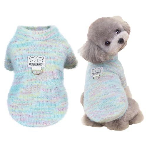 YAODHAOD Hundepullover für Kleine Hunde, Katzenpullover,Strickpullover Plüsch Weich Comfort Warm für Kleine Hunde und Katzen (Blau, S) von YAODHAOD