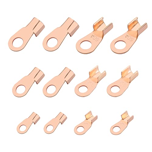 YAODHAOD Kabelschuh 30PCS，16mm2" x10 ，6mm2" x 10 ，4mm2" x10, Reines Kupfer Heavy Duty 10A 30A 60A Ringkabelschuhe M5 - M8, Tubular Electrical Wire End Crimp Cable Lugs von YAODHAOD