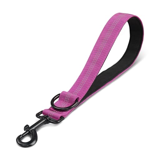 YAODHAOD Kurzführer Hund 30cm Verkehrsleinen für Hunde, Robust Kurze Trainingsleine mit komfortablem gepolstertem Griff und stark reflektierenden Fäden,für Mittlere Große Hunde (Rosa, 30CM) von YAODHAOD