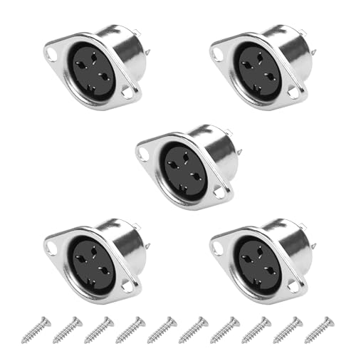 YAODHAOD Metall DIN-Buchse 3 auf 8-poliger,Installation des Panels Audio-Signalbuchse,Reiner Kupferkern MIDI-Stecker (5 PCS) (DIN-MIDI-3polige, 5 PCS) von YAODHAOD