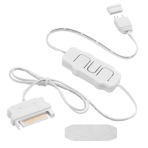 YAODHAOD Mini-ARGB-Controller, 3-poliger RGB-5-V-Controller, integrierter Lichtmodus, SATA-Netzteil, RGB-Controller für PC-Ventilator, Lichtleiste, wasser-/luftgekühlter Heizkörper (weiß) von YAODHAOD
