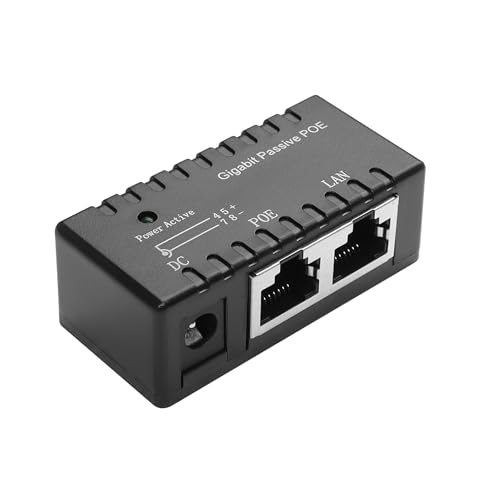 YAODHAOD POE Injector, Power Over Ethernet über Netzteil 12V 24V 48V, Entfernung bis zu 100m, Wandstecker Power über，inklusive 12V DC Kabel (1000Mbps/Stil B) von YAODHAOD