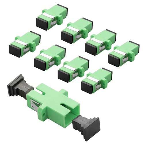 YAODHAOD SC APC LWL Adapter/Kupplung, 10 Stück, SC-SC APC Glasfaser Adapter, APC Simplex Einzelmodus/Multimode, zuverlässige Verbindungen für Hochleistungsnetzwerke (Simplex Einzelmodus, green) von YAODHAOD
