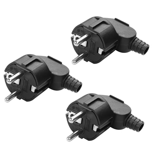 YAODHAOD Schuko Stecker 3X 250V 16A IP44 Wasserdicht Gummistecker Schutzkontaktstecker mit doppeltem Schutzkontakt，Schuko Stecker Aussenbereich mit Knickschutz (3x IP20 Stecker) von YAODHAOD