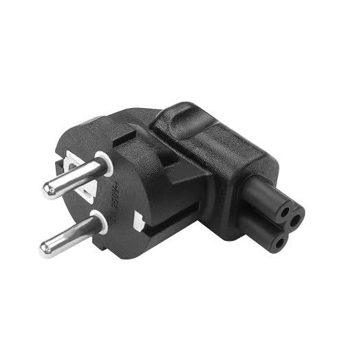 YAODHAOD Schuko Stecker Stromadapter， Schuko auf IEC C13 C5 Adapter Kaltgerätekupplung C13 C5 Kaltgerätestecker Schutzkontakt für Laptop oder C13 Kabel Geräte PS3 PS4 PRO (90° CEE 7/7 auf C5) von YAODHAOD