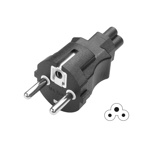 YAODHAOD Schuko Stecker Stromadapter， Schuko auf IEC C13 C5 Adapter Kaltgerätekupplung C13 C5 Kaltgerätestecker Schutzkontakt für Laptop oder C13 Kabel Geräte PS3 PS4 PRO (CEE 7/7 auf C5) von YAODHAOD