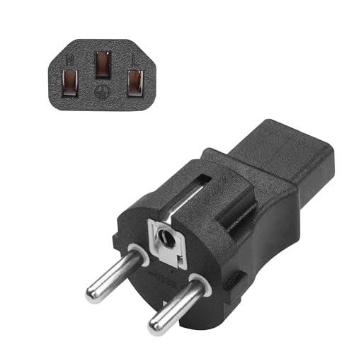 YAODHAOD Schuko Stecker Stromadapter， Schuko auf IEC C13 C5 Adapter Kaltgerätekupplung C13 C5 Kaltgerätestecker Schutzkontakt für Laptop oder C13 Kabel Geräte PS3 PS4 PRO (CEE7 auf C13) von YAODHAOD