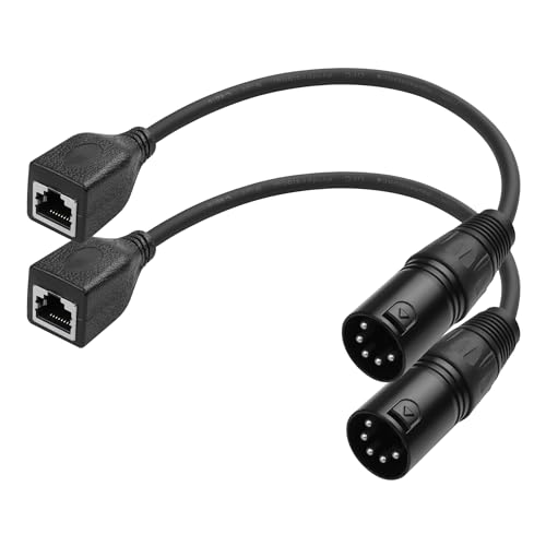 YAODHAOD XLR auf RJ45 Kabel 110 Ohms 30CM 2PCS,DMX Cat5 Ethernet Adapter Konverter DMX Kabel, für Bühne und Studio Verdrahtung, sowie die DMX-CON Controller Serie (XLR Stecker, 5 PIN) von YAODHAOD