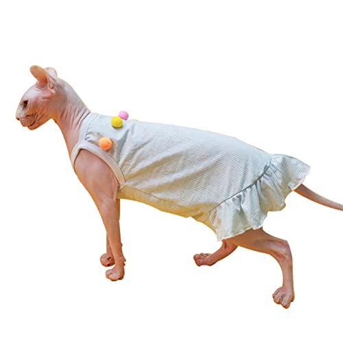 YAOER Haarlose Katze Sphinx Devon Katzenkleidung Baumwolle Sommer leichtes und weiches Leibchen, weibliche Katzen-Hosenträger, S von YAOER