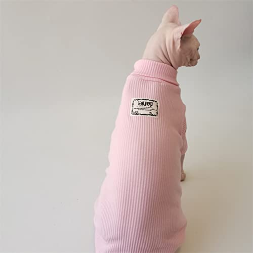 YAOER Sphinx haarlose Katze Devon Herbst und Winter Baumwolle eng anliegender bequemer und Warmer Rollkragenpullover Bodenshirt, Rosa, S von YAOER