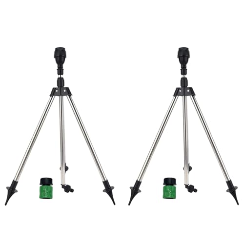 2 x rotierender Stativ-Sprinkler, 360 Grad, automatisch rotierend, Bewässerungssprinkler, Teleskopstativ, Garten von YAOGUI
