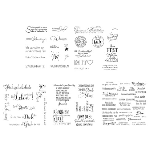 YAOGUI 5 Stück Deutsche Sprüche und Blumen Muster Klar Silikon Stempel für Kartenherstellung Journal Scrapbooking Dekoration Stempel von YAOGUI