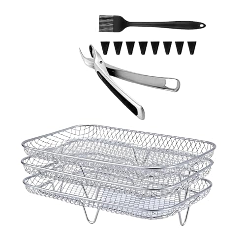 Edelstahlluft Frittier Zubehör Set 3 Stapelstapelstapelständer Mit Clip Und Silikonfüßen Für Friteser von YAOGUI