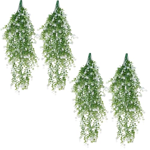 Eukalyptus-Ranke mit flexiblem Metalldrahtstiel, elegante Kunstpflanze für den Außenbereich, für Wand, Zaun, Balkon, hängende künstliche Pflanze, Dekoration, 4 Stück von YAOGUI