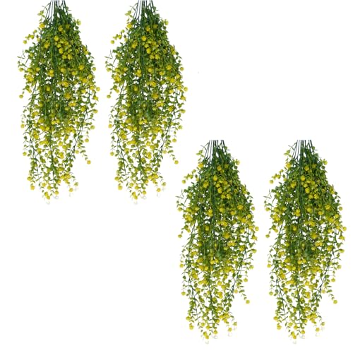 Eukalyptus-Ranke mit flexiblem Metalldrahtstiel, elegante Kunstpflanze für den Außenbereich, für Wand, Zaun, Balkon, hängende künstliche Pflanze, Dekoration, 4 Stück von YAOGUI