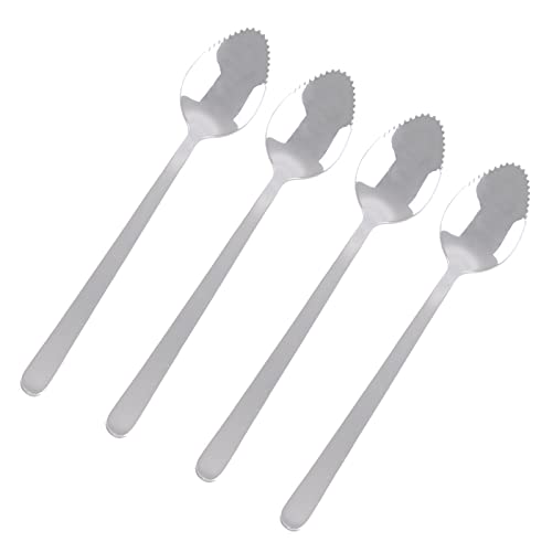 Grapefruitlöffel, Edelstahl, Grapefruitlöffel, Utensilien-Set, gezackte Kante und dicker Griff, Küchenwerkzeug, Edelstahl-Schaber, Löffel, 4 Stück Grapefruitlöffel, Edelstahl, Grapefruitlöffel, Utensilien-Set, gezackte Kante und dicker Griff, Küchenwerkzeug, Edelstahl-Schaber, Löffel, 4 Stück von YAOGUI