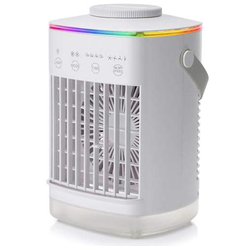 Leiser per USB wiederaufladbarer Luftkühler, 700 ml Kapazität, buntes LED-Licht, Ventilator für den Innen- und Außenbereich, Schreibtisch-Kühlgerät, Büro-Schreibtischventilator Leiser per USB wiederaufladbarer Luftkühler, 700 ml Kapazität, buntes LED-Licht, Ventilator für den Innen- und Außenbereich, Schreibtisch-Kühlgerät, Büro-Schreibtischventilator von YAOGUI