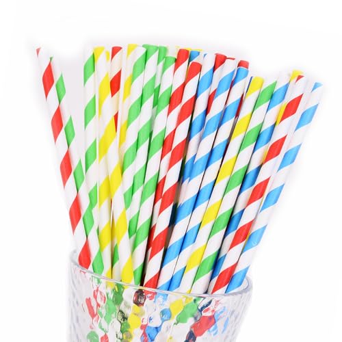 Packung Mit 100 Farbenfrohen Papierstrohstroh Stroh Recycelbarer Strohhalm Strohpapier Stroh Für Trinkparty Strohhalm Packung Mit 100 Farbenfrohen Papierstrohstroh Stroh Recycelbarer Strohhalm Strohpapier Stroh Für Trinkparty Strohhalm von YAOGUI