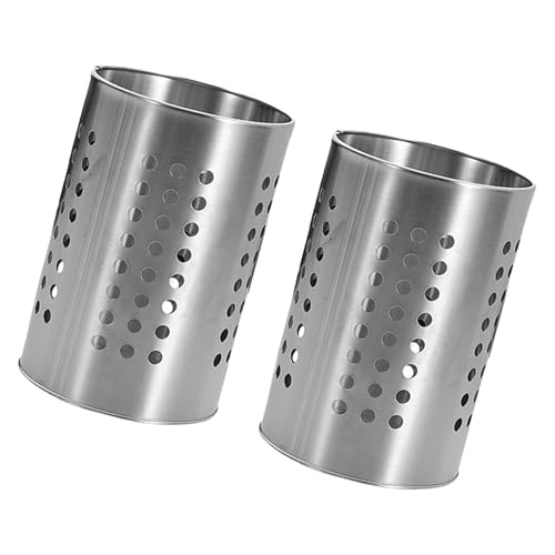 Set Von 2 Edelstahl Küchenutensilienhalter Zylindrischer Besteckhalter Für Löffel Spatel Cutter Fork Organisation von YAOGUI