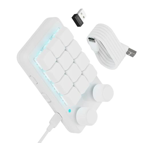 YAOGUI Anpassbare Makros-Tastaturen mit 12 Tasten RGBs, Beleuchtung, zwei Reglerknöpfen, Empfänger und USB-C-Kabel YAOGUI Anpassbare Makros-Tastaturen mit 12 Tasten RGBs, Beleuchtung, zwei Reglerknöpfen, Empfänger und USB-C-Kabel von YAOGUI