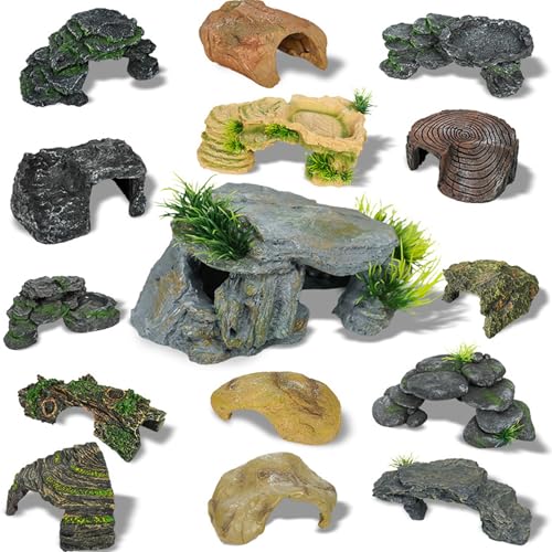 YAOGUI Aquarien Harz Schutzhöhle Landschaft Dekoration Terrarien Ack Plattform Reptilien Verstecke Höhlen Lebensräume Orumament Landschaft Figur von YAOGUI