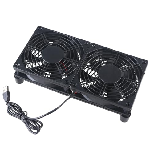 YAOGUI Doppelter 120 mm Öllager-USB-Ventilator, 1400 U/min, Geschwindigkeit, 45 CFM für Router, Set-Top-Boxen und Spielkonsolen, USB-betriebener Ventilator von YAOGUI