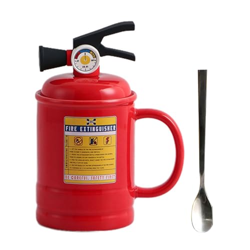 YAOGUI Kreative Feuerlöscher-Designs, Tasse, 450 ml, Porzellan-Kaffeetasse mit Silikondeckel, lustige Tasse für Büro oder Zuhause YAOGUI Kreative Feuerlöscher-Designs, Tasse, 450 ml, Porzellan-Kaffeetasse mit Silikondeckel, lustige Tasse für Büro oder Zuhause von YAOGUI