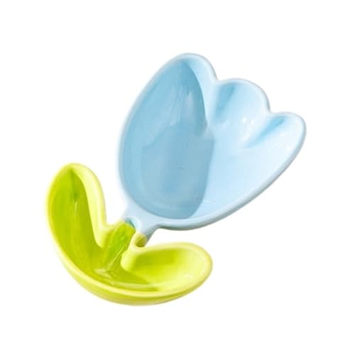 YAOHY Blumen-geformte Reptilien Wasserschale Keramik Schildkröten Wasserschale Hamster Verwenden Geteilte Kleine Einsiedler Krabbe Reptile Näpfe(Blau) von YAOHY