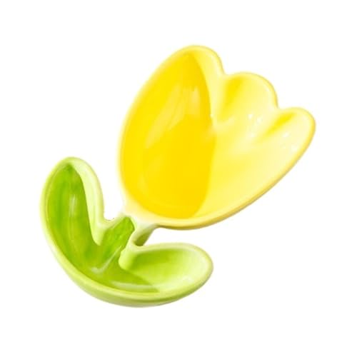 YAOHY Blumen-geformte Reptilien Wasserschale Keramik Schildkröten Wasserschale Hamster Verwenden Geteilte Kleine Einsiedler Krabbe Reptile Näpfe(Gelb) von YAOHY