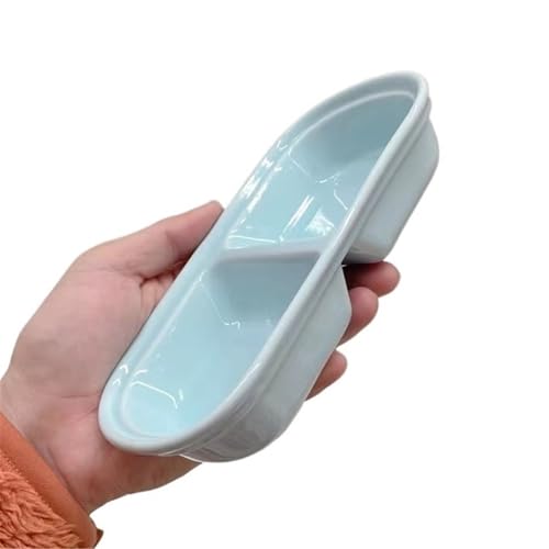 YAOHY Multifunktionale Geteilte Reptilien Wasserschale Kleines Haustier Schildkröten Wasserschale Keramik Einsiedler Krabbe Reptile Näpfe Anti-Spitze(Blau) von YAOHY