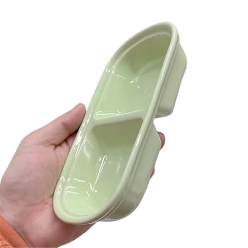 YAOHY Multifunktionale Geteilte Reptilien Wasserschale Kleines Haustier Schildkröten Wasserschale Keramik Einsiedler Krabbe Reptile Näpfe Anti-Spitze(GrüN) von YAOHY