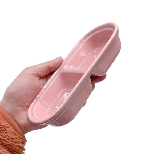 YAOHY Multifunktionale Geteilte Reptilien Wasserschale Kleines Haustier Schildkröten Wasserschale Keramik Einsiedler Krabbe Reptile Näpfe Anti-Spitze(Pink) von YAOHY
