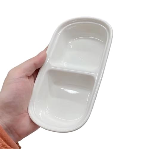 YAOHY Multifunktionale Geteilte Reptilien Wasserschale Kleines Haustier Schildkröten Wasserschale Keramik Einsiedler Krabbe Reptile Näpfe Anti-Spitze(Weiß) von YAOHY