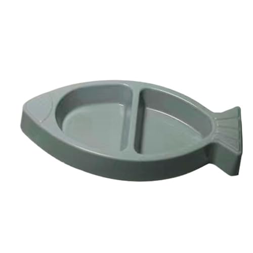 YAOHY Pp Material Kreativ Reptilien Wasserschale Cartoon Fischförmige Schildkröten Wasserschale Geteilte Geeignet Für Kleine Reptile Näpfe Geteilte Tray(Gray) von YAOHY