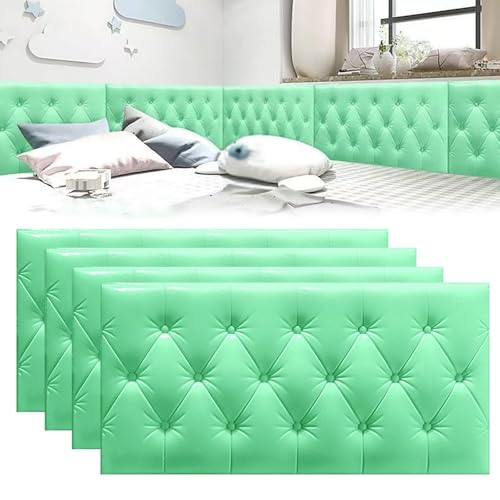 Antikollisions-Wandpolster for Kinder, selbstklebende 3D-Wandaufkleber, gepolsterte Paneele, gepolstertes Kopfteil for Schlafzimmer, Kinderzimmer(Green,4 Pack) von YAOJIA