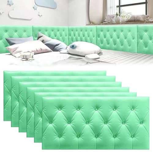 Antikollisions-Wandpolster for Kinder, selbstklebende 3D-Wandaufkleber, gepolsterte Paneele, gepolstertes Kopfteil for Schlafzimmer, Kinderzimmer(Green,6 Pack) von YAOJIA