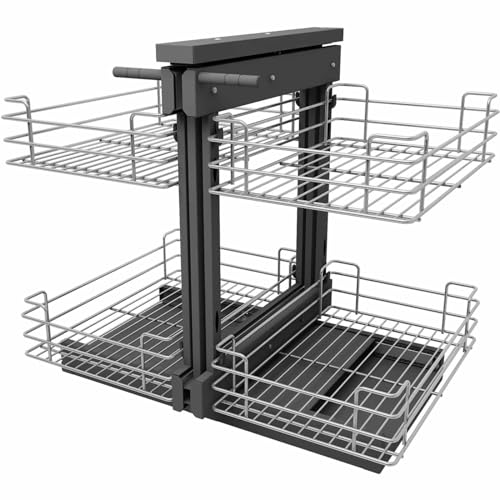 Eck-Auszieh-Organizer for die Küche, 2-stufiger Eck-Ausziehregal-Organizer for die Küche mit Soft-Close-Funktion und 4 Körben, kompatibel mit links und rechts öffnender Öffnung(Right Door,900 Cabinet) von YAOJIA