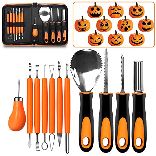 kürbis schnitz set 11 Stück, Hochleistungs-Carving-Werkzeug aus Edelstahl für Halloween mit Tragetasche, Einfaches Schnitzen von Halloween Kürbis Dekorationen,Halloween-Geschenk kürbis schnitz set 11 Stück, Hochleistungs-Carving-Werkzeug aus Edelstahl für Halloween mit Tragetasche, Einfaches Schnitzen von Halloween Kürbis Dekorationen,Halloween-Geschenk von YAOMAISI