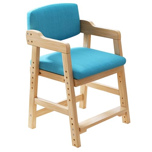 YAONJS Arbeitszimmerstuhl Für Grundschüler, Schreibtischstuhl Mit Verstellbarer Rückenlehne, Esszimmerstuhl Aus Massivholz(Blau) von YAONJS