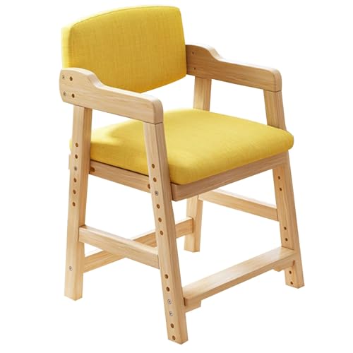 YAONJS Arbeitszimmerstuhl Für Grundschüler, Schreibtischstuhl Mit Verstellbarer Rückenlehne, Esszimmerstuhl Aus Massivholz(Gelb) von YAONJS