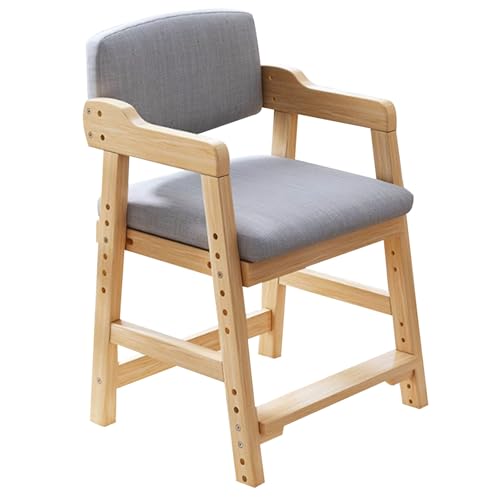 YAONJS Arbeitszimmerstuhl Für Grundschüler, Schreibtischstuhl Mit Verstellbarer Rückenlehne, Esszimmerstuhl Aus Massivholz(Grigio) von YAONJS