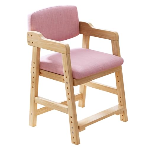 YAONJS Arbeitszimmerstuhl Für Grundschüler, Schreibtischstuhl Mit Verstellbarer Rückenlehne, Esszimmerstuhl Aus Massivholz(Rosa) von YAONJS